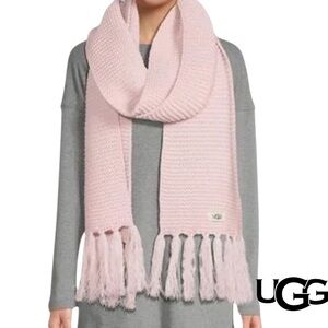 UGG Pink Chunky Knit Scarf with Fringe